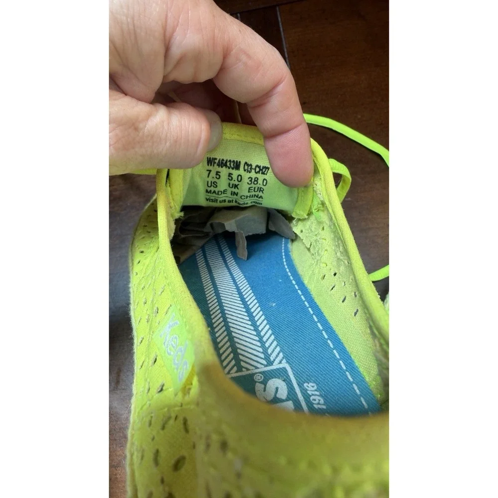 Vtg New Neon Yellow Keds Womens Breezie Canvas Lace Up Sneakers Size 7.5
